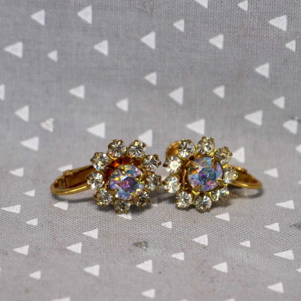 Vintage Miriam Haskell Rhinestone Earrings